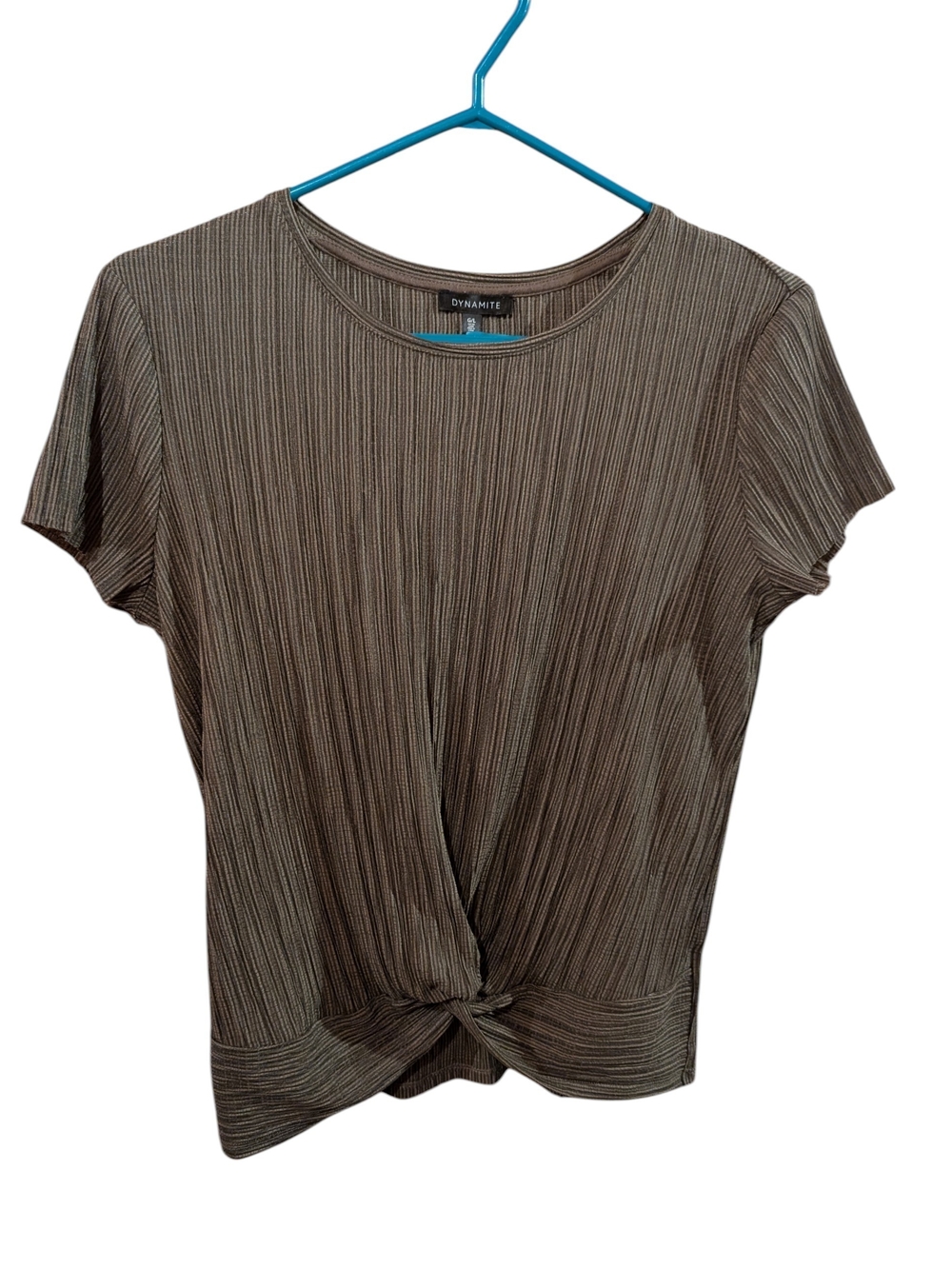 Dynamite Green Twist-Front Short Sleeve Top